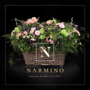 Panier de fleurs de saison roses Léonora par Narmino