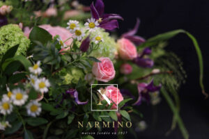 Small basket of Pastel colored seasonal flowers