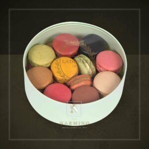 Box of Ladurée macaroons in crystal case