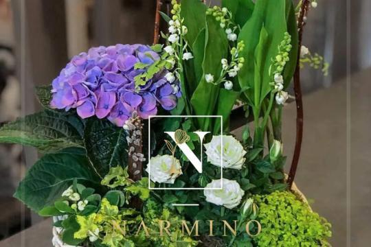 A beautiful basket of rooted lily of the valley and other plants
