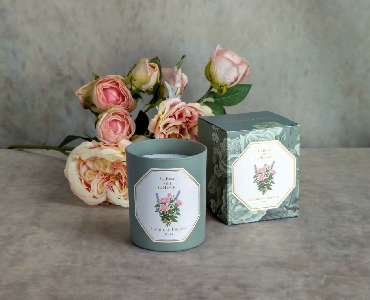 bougie-carriere-freres-la-rose-aime-la-mentre_1 Carrière Frères candle, scent: La Rose aime la Menthe
