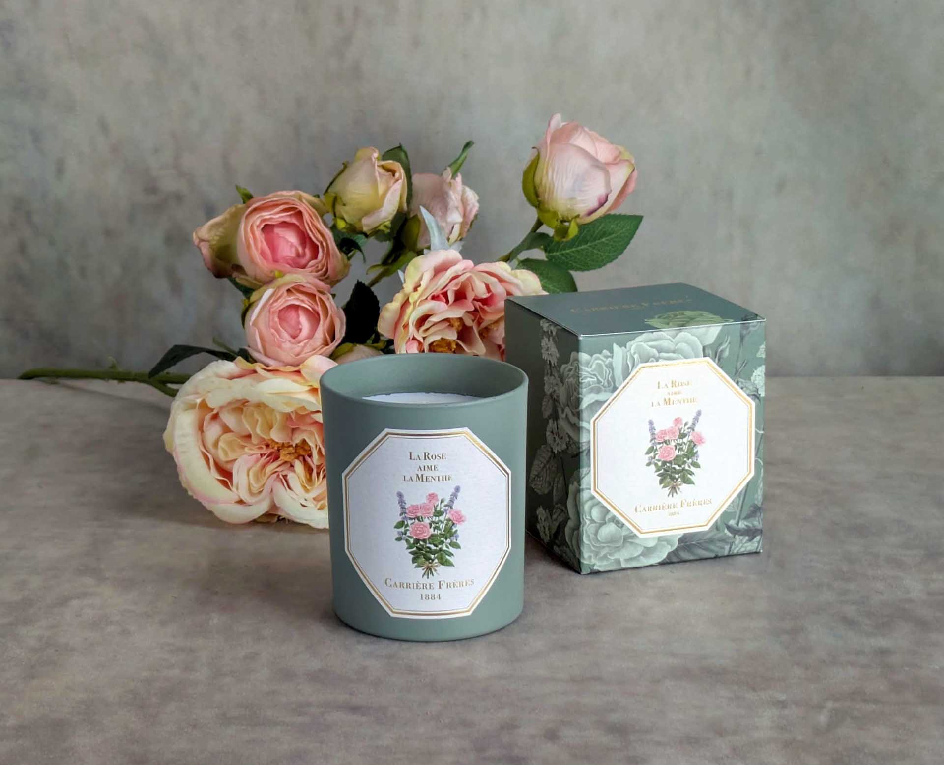 Bougie Carrière Frères senteur La Rose aime la Menthe